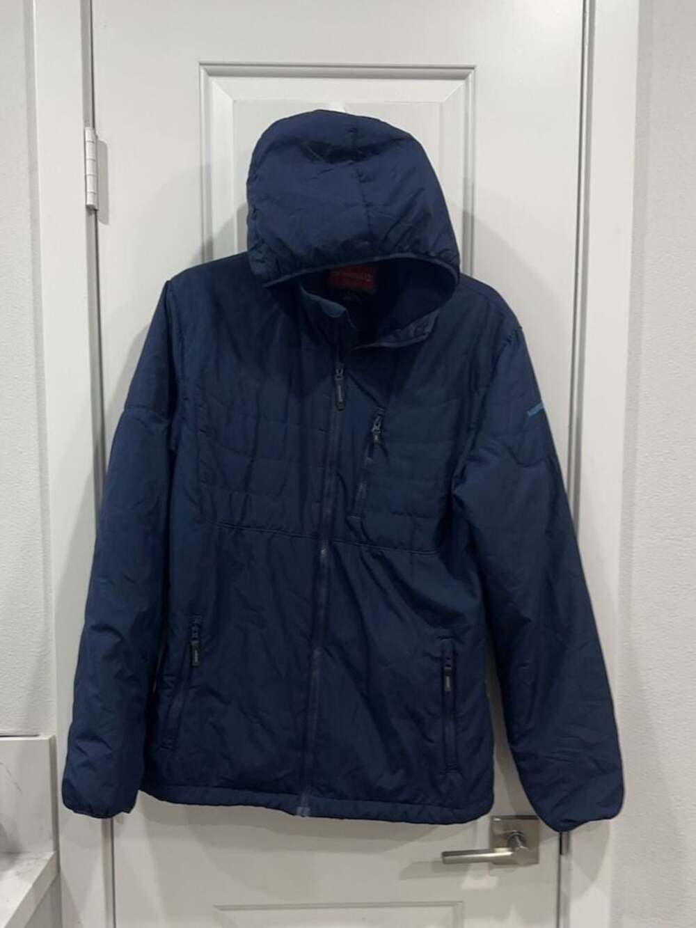 Merrell Men's Navy Blue Quilted Hooded Insulated Jacket